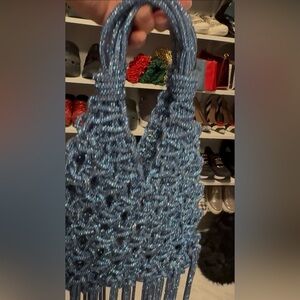 Elegant Blue Rhinestone Knitted Women's Hand Bag!SUPER BLINGY & GORGEOUS!